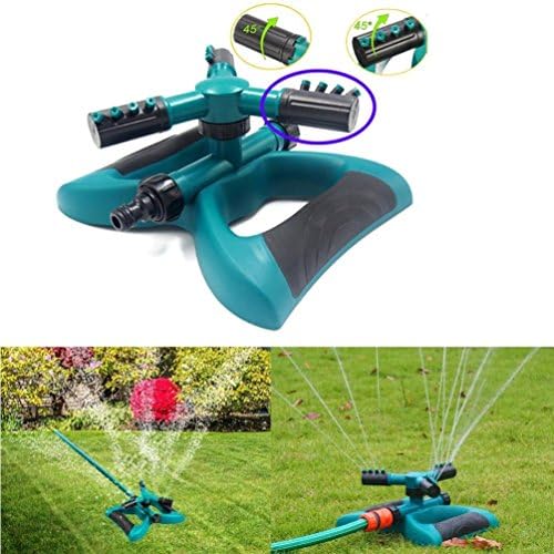 GuoZZ Garden Sprinkler, 360° Automatic Rotating Portable Lawn Sprinkler, Adjustable Gardening Supplies 3 Arm Nozzle Watering System