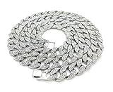 Mens Iced Out Hip Hop Silver CZ Miami Cuban Link Chain 8