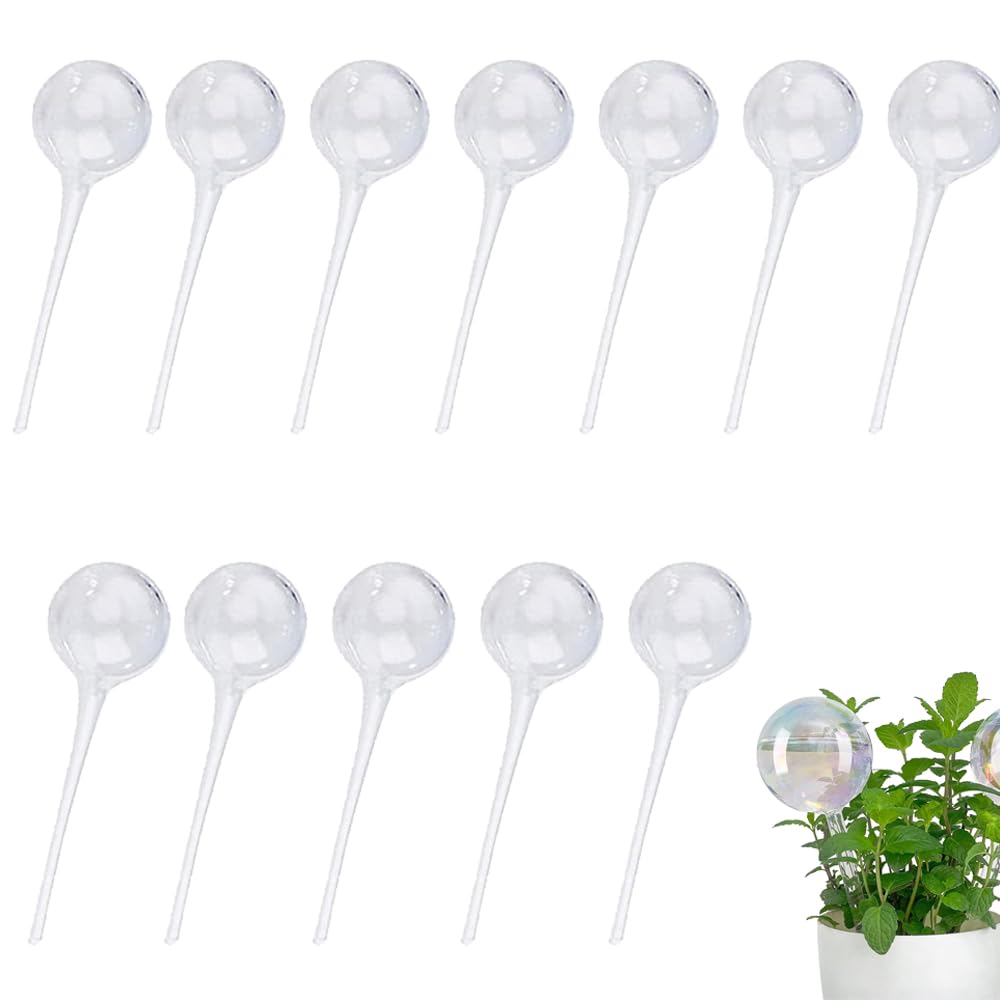 Voarge Small Watering Ball, 12 Pack, PVC, Transparent, 13 x 5 cm, Self-Watering, for Potted Plants, Indoor & Outdoor Use