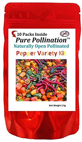 Pure Pollination Best Heirloom NON-GMO 10 Pepper Seed Variety Pack