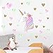 Amaonm Creative Cute Rainbow Unicorn With Colorful Hearts Wall Decals Removable PVC Wall art Decor Home Wall Decoration 3D DIY Stickers for Girls Rooms Babys Bedroom Bathroom Living Room Doors (Heart)