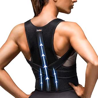 Cunmiso Posture Corrector For Women &amp; Men - Triple Strong Support, Adjustable Widened Waist Belt Back Brace, Breathable Double Pads Back Support For Shoulder Pain Relief, Under Clothes for Adult(L)