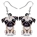 BONSNY Acrylic Sweet French Bull Pug Dog Earrings Drop Dangle Puppy Charms For Women Gifts (Brown)