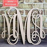 Back40Life - Unfinished Vine Monogram Wood Letters Cutout DIY Decor Nursery