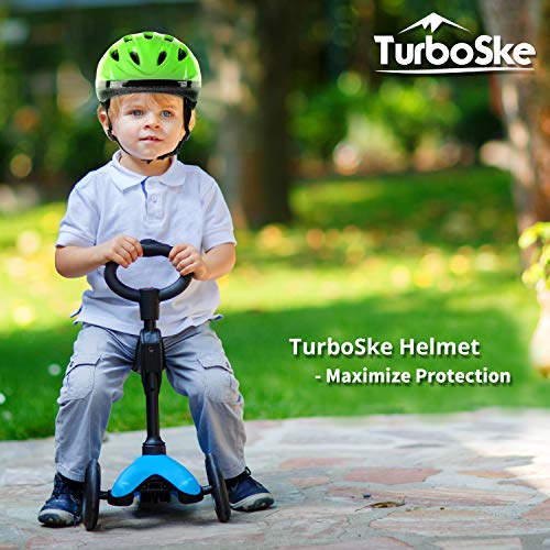TurboSke Kid's Helmet, Children's Bike Helmet (Glossy Lime Green, S