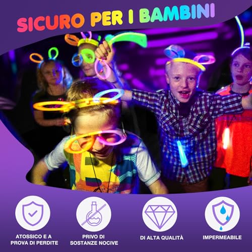 Ziitty Glow Glow Bracelets Fluorescent 7 Colours Neon Party Kit Children Adults Starlight 100 Glow Sticks and Connectors for Bracelets Glasses Gadgets for Comleanno Parties Carnival New Year 2026