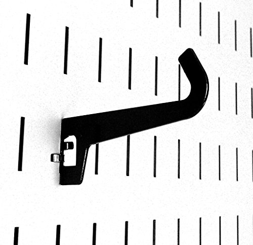 Wall Control 3-1/2in Reach Curved Tip Slotted Hook Pack - Slotted Metal Pegboard Hooks Pegboard and Slotted Tool Board - Black
