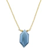SUNSHINEGEMS Natural Blue Opal fancy Hexagon Necklace, Polished Gemstone, Healing Crystals, Gift for Her, Birthday, Gemstone Jewelry 18 inch Weight 10 carat Stone Size Approx 10 MM (Blue Opal)