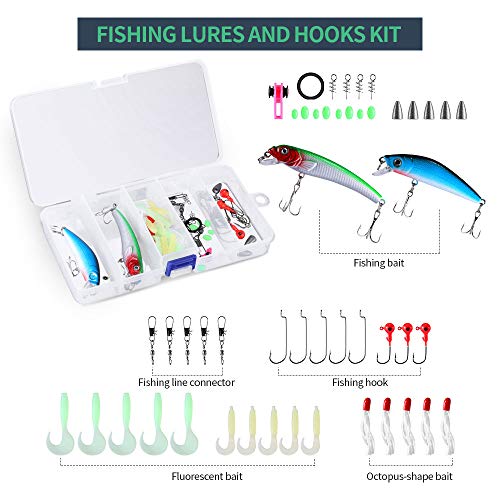 Outlife Kit De Pêche Complet Avec Canne à Pêche Télescopique Vapeur De Pêche Moulinet 100m Ligne De Pêche Set D’appâts Leurres De Pêche Luya Hameçons Sac De Rangement Pour Pêcher En Mer Lac