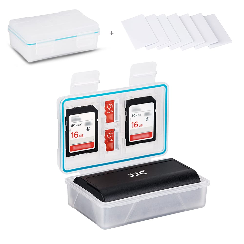 JJC Camera Battery Case Holder Box SD Card Storage for Canon LP-E17 LP-E12 LP-E6 Fujifilm NP-W126 NP-W126S Sony NP-FW50 NP-F550 NP-BX1 Nikon EN-EL15 EN-EL14A Olympus BLN-1 BLS-5 and 2 SD MicroSD Cards