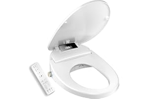 WLJBIDET Smart Bidet Toilet Seat Elongated Remote Control, Electronic Heated Seat with Unlimited Bidet Warm Water Cleaning, Warm Air Dryer, LED Night Light, Toilet Seat Slow Close, Display Screen