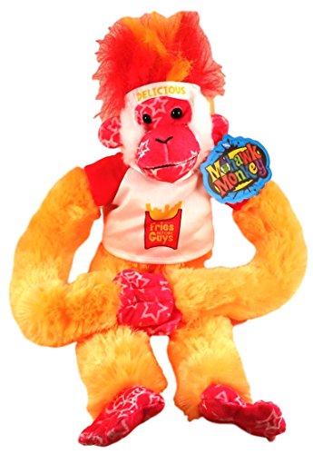 Colorful Fuzzy Soft Long Arm Mohawk Monkey Plush Toy With Shirt That Says - Delicious Frys Before Guys - Style 18