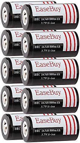 EaseBuy 10 Pack 16340 Lithium Batteries RCR123A Rechargeable Batteries Camera Batteries
