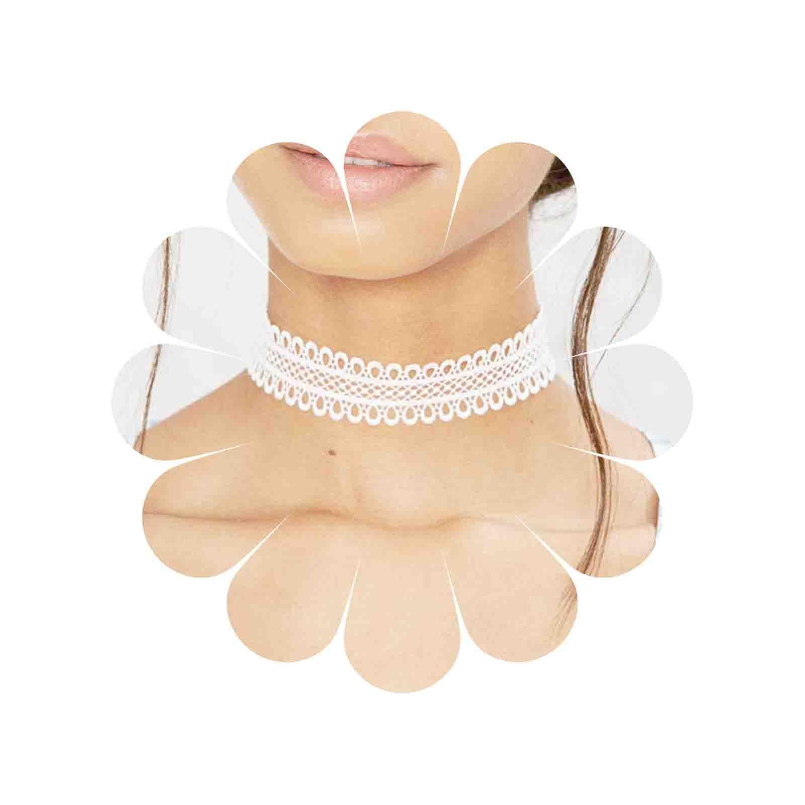 TseenYi Fashion Necklace Lace Choker Necklace for Women and Girls (White)