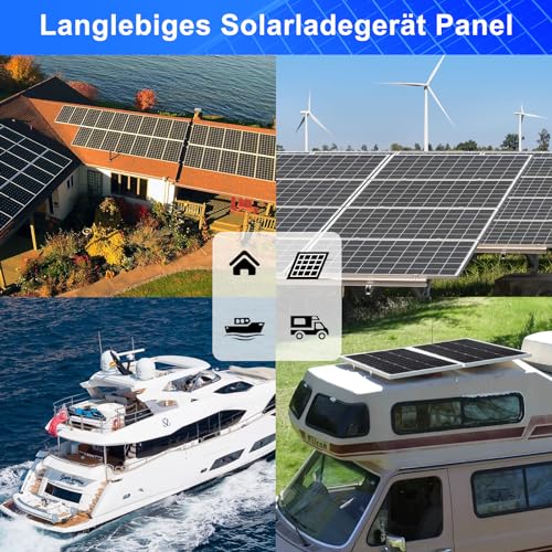【50W Solar Panel 12V Kit】DERUXI 50Watt Monocrystalline Solar Panels Set: 50W 12V Solar Panel + 10A PWM Charge Regulator, 4 Pcs Solar Cable, Solar Panel Camping Car Roofs Boat