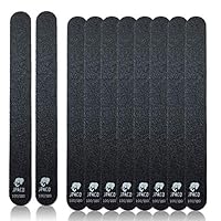 JPACO 12 PCS Professional Nail Files 100 180 Grit (Black) for Press Ons, Gel, Acrylic, Crystal, Natural Nails. Double Sided Emory Board Black & Washable (12 Pack)