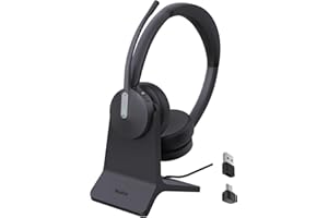 Yealink BH70 Dual Wireless Headset with Mic for Work, Bluetooth Headphone with Teams Certification, up to 35h Talk Time, 147g All-Day Wearing Comfort, Include USB-C/A Dongle & BHC70 Charging Stand