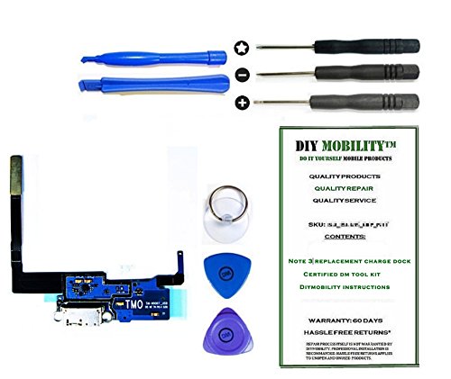 Samsung Galaxy Note 3 N900T- (T-MOBILE) Charge Port Flex Cable Connector Replacement Kit with DM Tools and Instructions Included - DIYMOBILITY