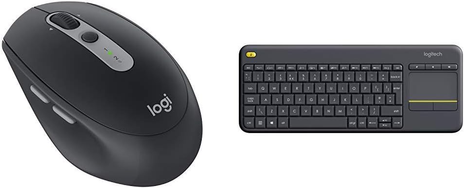Logitech M590, Silent Wireless Mouse, Multiple Device, Silent, Bluetooth Mouse for Windows/Mac & K400 Plus Wireless Touch Keyboard for Windows, Android and Chrome - QWERTY, UK Layout, Black