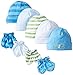 Gerber Baby Boys' 9 Piece Cap and Mitten Bundle