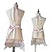 G2PLUS Lovely Classic Style Red Floral Pattern Three Ruffles Mama-Kid Girl Apron Cooking or Baking Apron with Pocket Great Gift For Wife Ladies and 2-5 yrs Old Kid Girl Daughters (Mama and Me Aprons)