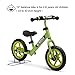 ENKEEO 12 Sport Balance Bike No Pedal Walking Bicycle with Carbon Steel Frame, Adjustable Handlebar and Seat, 110lbs Capacity for Ages 2 to 6 Years Old, Green