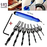 Countersink Drill Bits Set, Woodworking Chamfer, 7 PCS Carpentry Reamer Core Drill Bit with One Free Hex Key
