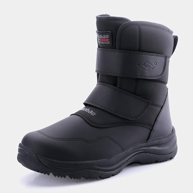 Men's Waterproof Snow Boots Fur Lined Warm Boots Outdoor AntiSlip Hiking Shoes Challenge Cold