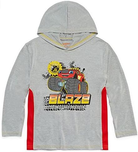 Blaze and The Monster Machines Boys Gray Graphic Tee Hooded Long Sleeve Shirt S