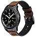 Fullife Compatible with Galaxy Watch 42mm Band Leather and Silicone Hybrid Sports Strap Replacement for Samsung Galaxy Watch 42mm Band Galaxy Watch Active 2 Bands 44mm 40mm Smart Watch, Coffee