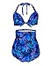 Hilor Women's Retro 50s Floral Monroe Bikini High Waisted Ruched Tankini Swimsuit
