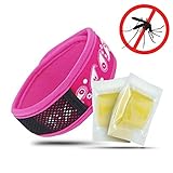 All Natural Mosquito Repellent Bracelets (2 Pack) By Mosgo - No DEET, Mess or Spray - Insect Repellant Wrist Bands, Non Toxic, Long Lasting & 100% Safe, Even for Babies. 2 Bracelets + 2 Refills Included (Pink)