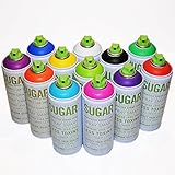 Sugar 400ml by Ironlak - Popular Colors Set of 12 - Worlds Healthiest Spray Paint for Aerosol Mural Street Art
