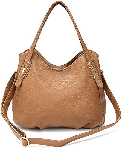 Genuine Leather Shoulder Bag Womens Purse and Handbags Crossbody Bag (Khaki)