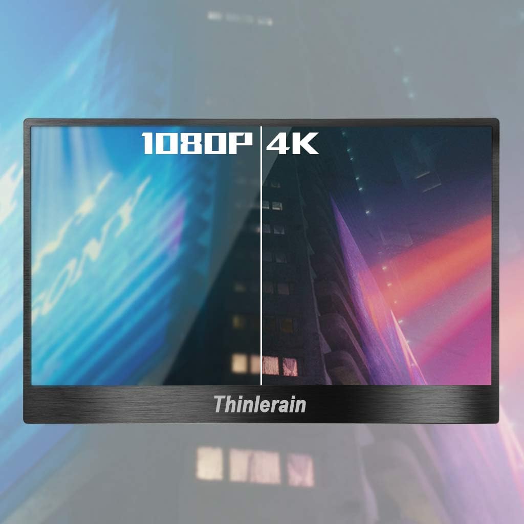 4K USB C Portable Monitor - Thinlerain 13.3'' UHD 3200x1800 IPS 100% sRGB, Computer Gaming Monitor with Dual Speaker/VESA/Mini DP/Mini HDMI/Type-C for Laptop, PC, MAC, Surface, PS4, Xbox, Switch: Computers & Accessories