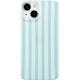 ZTOFERA Cute Vertical Striped Case for iPhone 13/14,Light Blue | Raised Edge Protection/Soft Anti-Scratch Back/Slim and Glossy/Fashion Simple Pattern Phone Cover for Women Girls