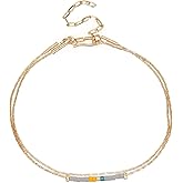 Agriajun Gold Dainty Beaded Adjustable Link Bracelets for Women, Cute Handmade Colorful Mixed Stones Boho Stackable Layered Friend Bracelet Trendy Fashion Jewelry Gift