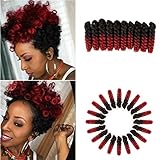 HairPhocas 5 Pack 10 inch Toni Curl Short Jumpy Wand Curl Weave Crochet Braids Afro Curl Synthetic Hair Extensions for Women (8mm)#1B/BUG