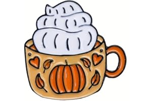NOCOEED Pumpkin Cup Enamel Pin Cute Pumpkin Enamel Pins with Safety Backing Cartoon Pumpkin Cup Charms Accessories Pumpkin Stuff Gift Jewelry Backpack Lapel Brooches for Women