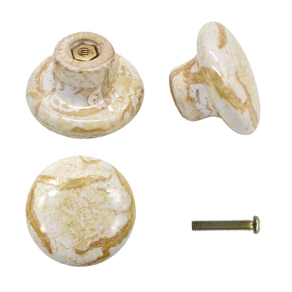 LE-stone 10 Pack 1.2" Ceramic Knobs Door Handle Cabinet Drawer Puller Marble Finish Cupboard Pull for Cupboards, Wardrobe, Drawer, Dresser, Chest