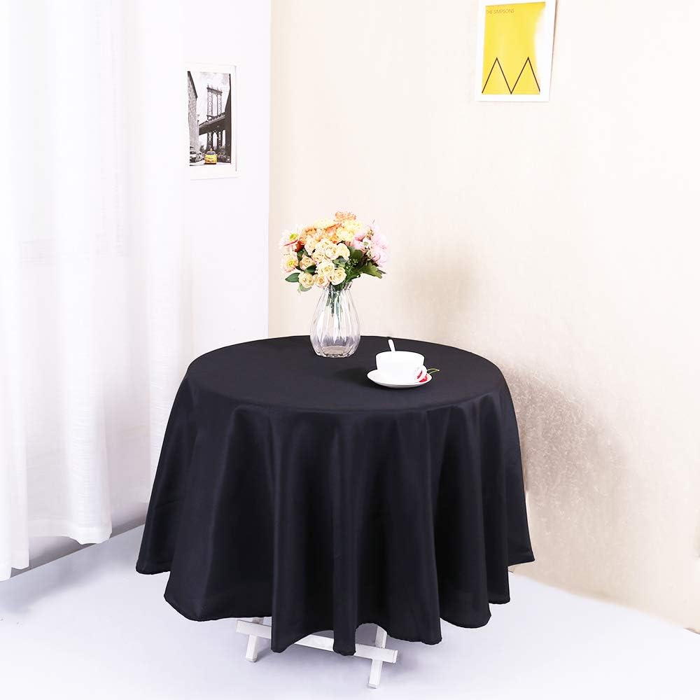 Zdada Black Round Polyester Tablecloth Home Kicthen Table Cover-96inch