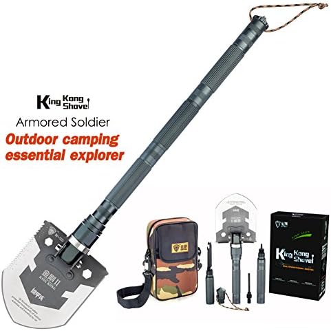 Outdoor Camping Multi-function Military Folding Shovel for Self Driving, Emergency, Survival, Self Defense, Hunting Multi-tools Gear - Fire Starter, Tactical Bag, Compass, Saws, Knife