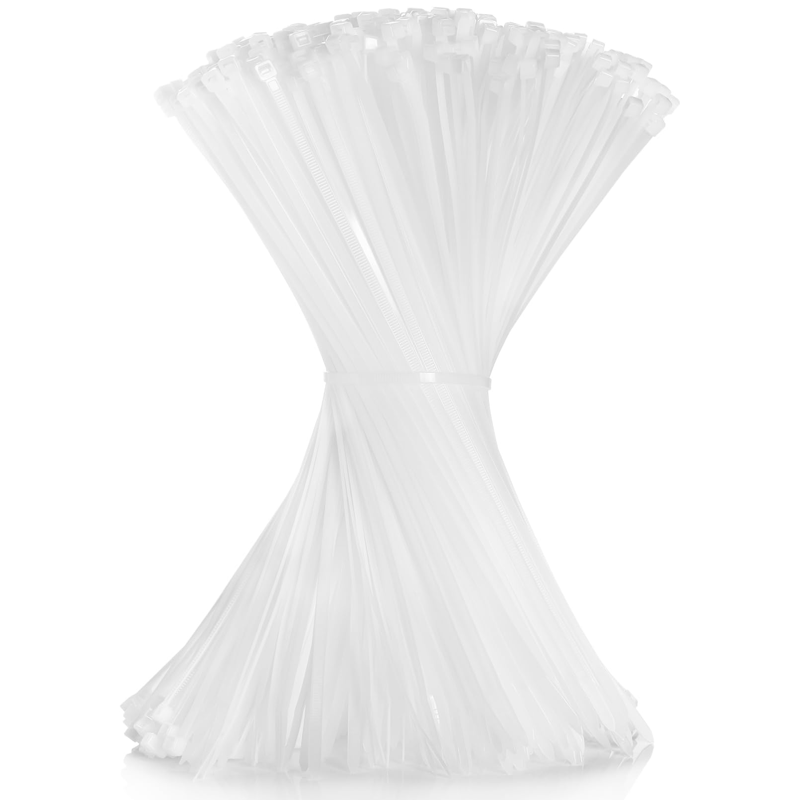 Cable Zip Ties 12 inch Cehony 500 Pack White Cable Ties 300mm x 4.5mm Heavy Duty 50lbs Tensile Strength Nylon Plastic Clear Zip Ties for Outdoor Multi-Purpose Self-Locking UV Resistant Wire Ties Wraps