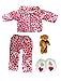4pc Red & Pink Heart PJ Doll Outfit w Teddy Bear- 18