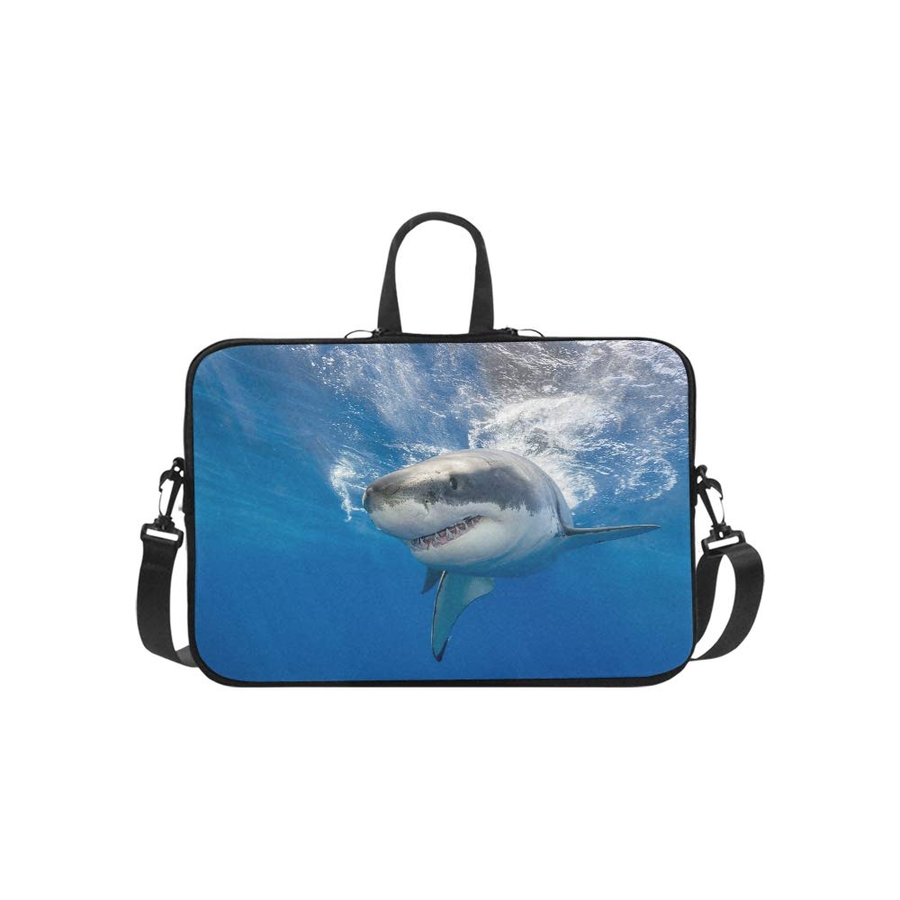 Fierce Great White Shark Pattern Briefcase Laptop Bag Messenger Shoulder Work Bag Crossbody Handbag for Business Travelling