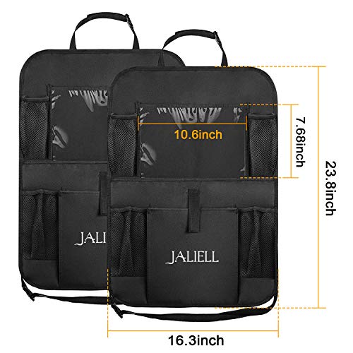 JALIELL Car Organizer Back Seat - 2019 Newest Car Seat Organizer with Clear 10" Tablet Holder + 5 Storage Pockets + USB/Headphone Slits for Kids And Travel (2 Pack) - Thumbnail 2