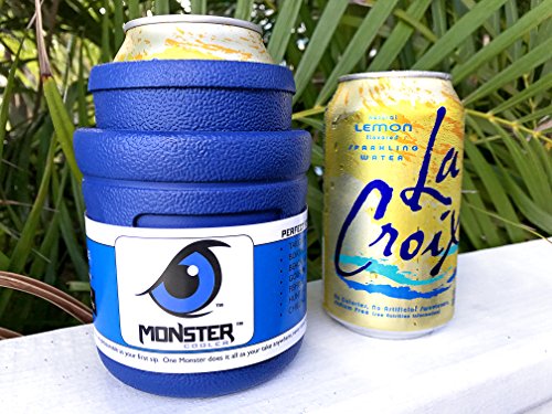 Monster Cooler Beverage - Can and Bottle Holder Traps Frigid Air, Keeps Drinks Cold for Hours - Soft, Lightweight and Virtually Indestructible - Convenient, Easy to Clean