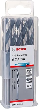 Bosch 10-piece PointTeQ HSS Twist Drill Bit Metal 7.4 x 69 x 109 mm