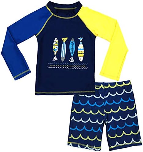 SINOLY Boys Two Piece Rash Guard Swimsuits Kids Long Sleeve