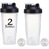 otylzto 2 Pack 28oz Protein Shaker Bottles, BPA-Free, Leakproof Mixing Cups | BPA-free plastic, 28oz capacity, leakproof screw-on lid, stainless steel mixing ball, ideal for protein shakes, value set